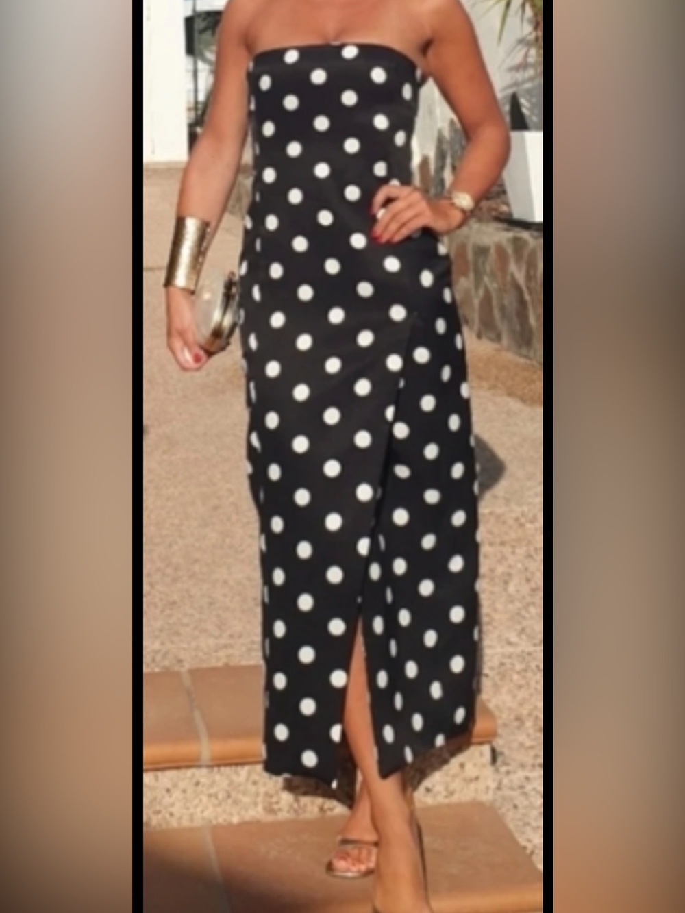 Zara Black Strapless Polka Dot Dress - Picture 6 of 6